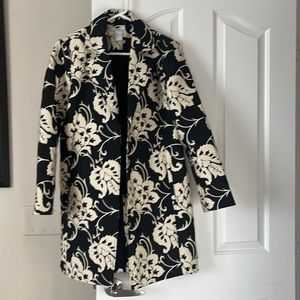 Chico’s topper coat in black and gold